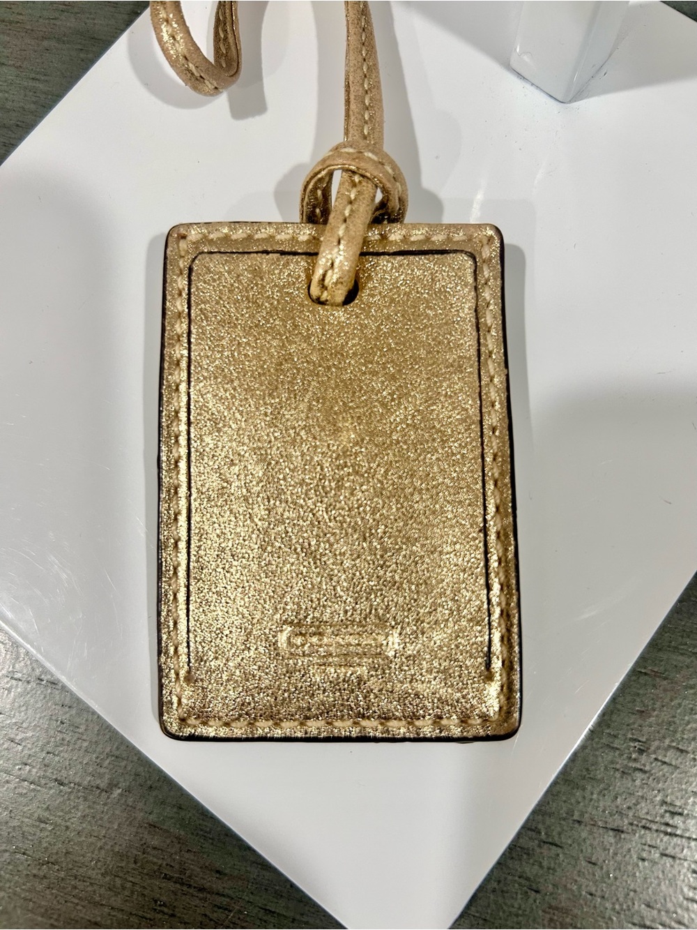 Coach Gold Leather Luggage Tag